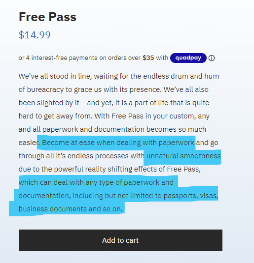 free pass