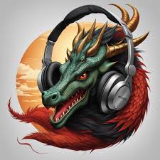 Dragon wearing headphones 01